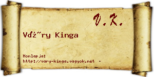 Váry Kinga névjegykártya